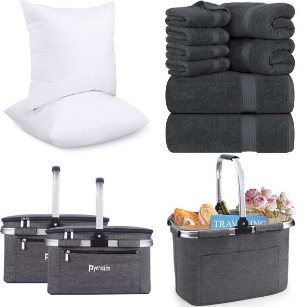 RAW Customer Returns Job Lot Pallet - Bedding Set of 2 Cushion Fillings,  Pack of 2 foldable shopping baskets with cooling function - 44 Items - RRP €1255.81