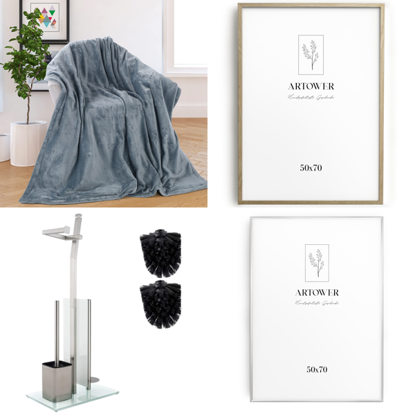 RAW Customer Returns Job Lot Pallet - Blankets, Toilet Brush Holders, Picture Frames, Shower Shelf & Towel Holder - 28 Items - RRP €1075.63