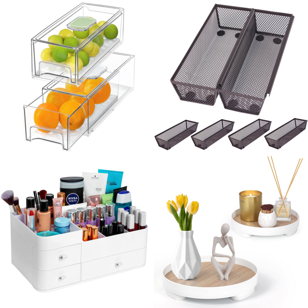 RAW Customer Returns Job Lot Pallet - Fridge & Cosmetic Organizers, Cutlery Drawers, Tray Decoration - 100 Items - RRP €2373.39