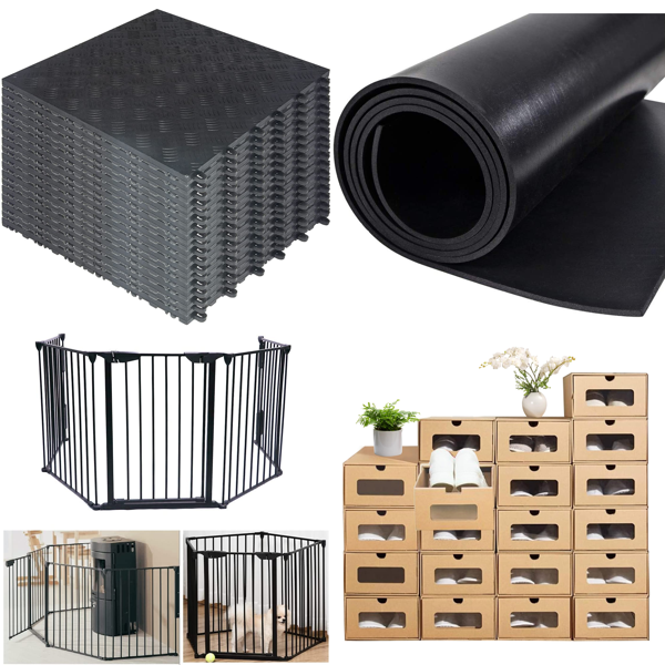 RAW Customer Returns Job Lot Pallet - Garage Floor Tiles, 5-piece metal fireplace protection grille & more - 20 Items - RRP €1569.13