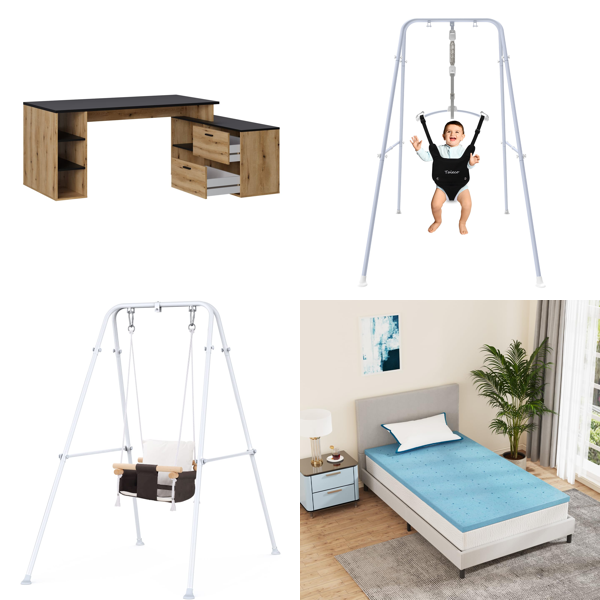 RAW Customer Returns Job Lot Pallet - Desks, Toddler Swings, Matress Toppers & Mirrors - 20 Items - RRP €1401.03