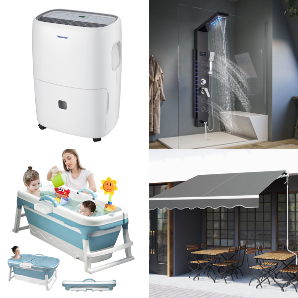 RAW Customer Returns Job Lot Pallet - energy-saving dehumidifier, 3 in 1 Foldable Bathtub, Hydromassage Shower Column & more - 67 Items - RRP €3037.96