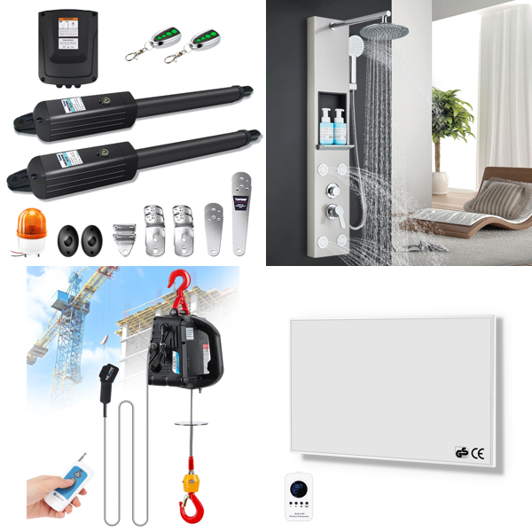 RAW Customer Returns Job Lot Pallet - automatic gate opener, 3-in-1 Electric Hoist, Hydromassage Shower Column & more - 28 Items - RRP €2451.04