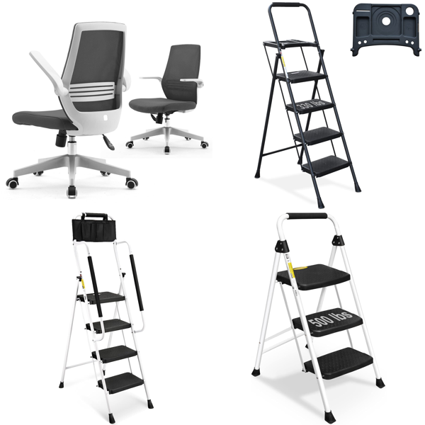 RAW Customer Returns Job Lot Pallet - Office Chairs, Ladders -   16 Items - RRP €1106.24