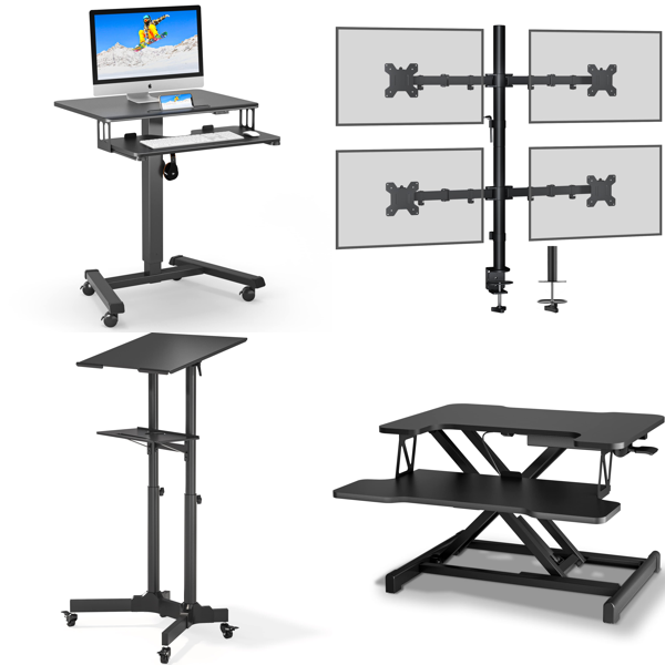 RAW Customer Returns Job Lot Pallet -  BONTEC Mobile Desks,  Step Ladders, TV stands , Monitor mouns- 26 Items - RRP €1355.78