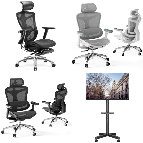 RAW Customer Returns Pallet - Office Chairs, Monitor Stands & Mounts - 39 Items - RRP £2132.72