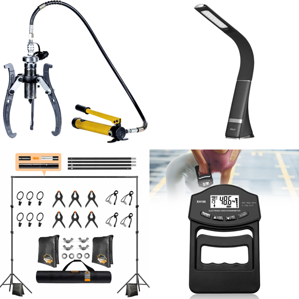 RAW Customer Returns Pallet - Mixed - Hydraulic Gear Puller 15 Ton, Photo Background Stand & more - 139 Items - RRP £2003.41