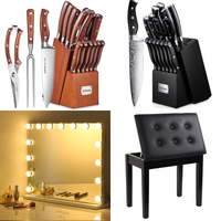 RAW Customer Returns Job Lot Pallet - Knife Sets, Hollywood makeup mirror, Piano Stool & more - 41 Items - RRP €1837.41