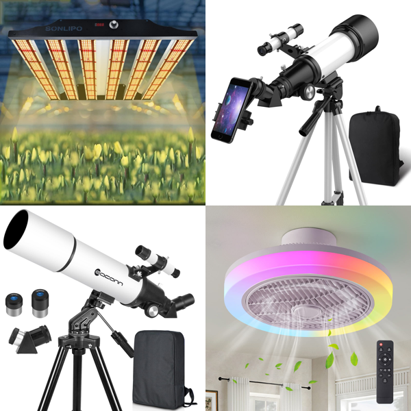 RAW Customer Returns Pallet - Grow Lights, Telescopes, Ceiling Fans, Kitchen Crockery, Coffee Table & Office Chair -17 Items - RRP €1495.87